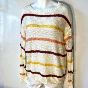 Mazik SZ M  bright stripe relaxed fit lightweight comfy casual sweater boucle